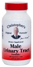 Dr. Christophers MALE URINARY TRACT FORMULA, 100 capsules Nutritional support for the malfunctioning prostate gland and urinary system. Works to dissolve stones in the kidneys, as well as clean out other sedimentation and infection in the prostate. 