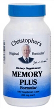 Dr. Christophers MEMORY PLUS FORMULA, 100 capsules Dr Christophers Memory Plus,herbs to help memory,herbs to help brain function,herbs for brain,herbs for memory
