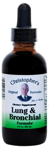 Dr. Christophers LUNG & BRONCHIAL FORMULA EXTRACT 2 oz. Dr Christophers Lung and bronchial formula,herbs for COPD,herbs for asthma,herbs for lung problems