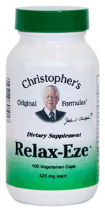 Dr. Christophers RELAX-EZE, 100 capsules Dr Christophers Relax-Eze formula,herbs to repair nerve damage,herbs for stress,herbs for sleep