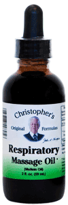 Dr. Christophers RESPIRATORY MASSAGE OIL, 2 oz. Dr Christophers Respiratory Massage Oil,herbs for respiratory problems,Dr Christopher herb shop