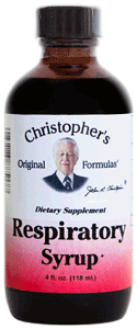 Dr. Christophers RESPIRATORY SYRUP, 4 oz. Dr. Christopher Respiratory Syrup,Dr Christopher herbs for Respiratory problems,herbs for breathing problems